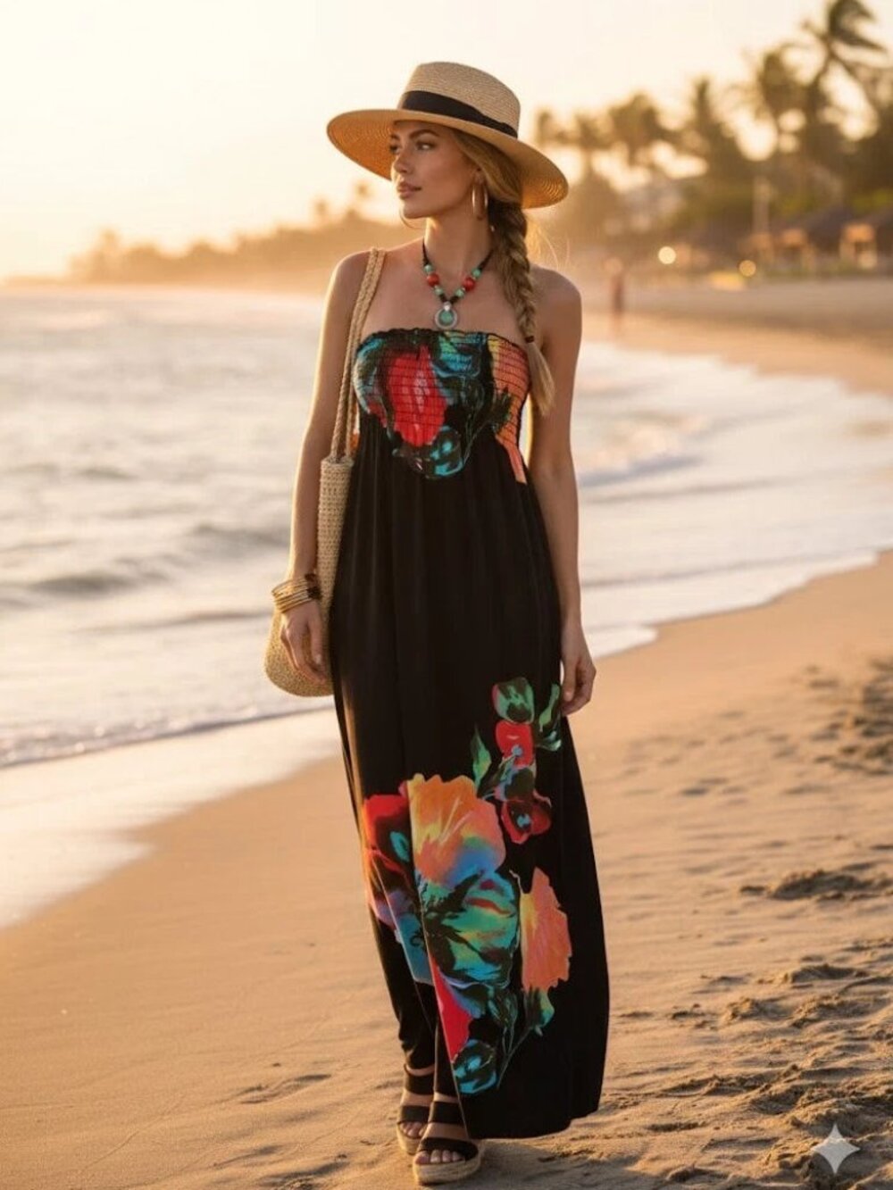 1‎ 2 3 Ladies  Halter Maxi Sundress Shirring on the bodice NWT
